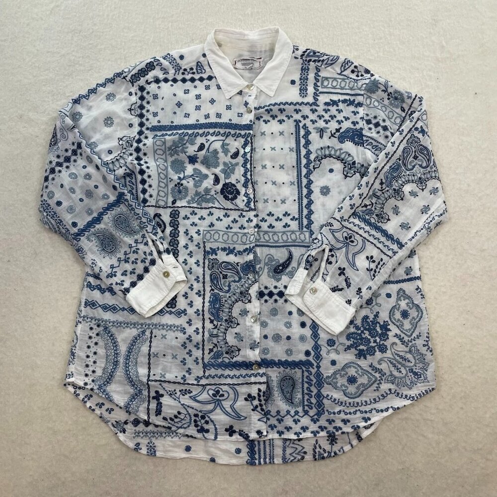 Johnny Was Workshop Vanya Oversized Embroidered Button Down Shirt Size M - Picture 3 of 8